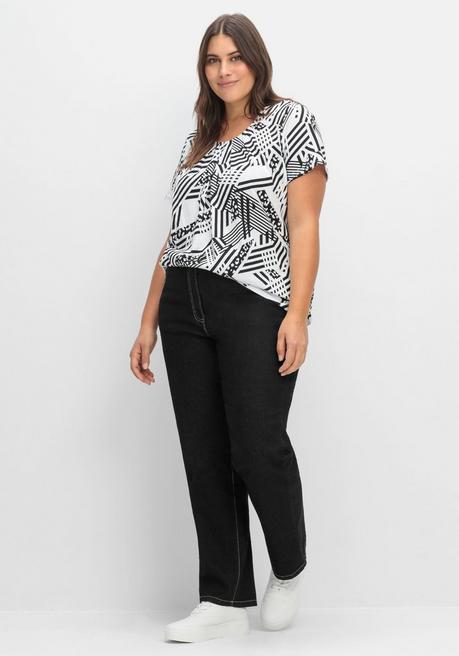 Sheego Longshirt In A-Linie, Mit Grafischem Muster - Weiß Gemustert Sheego