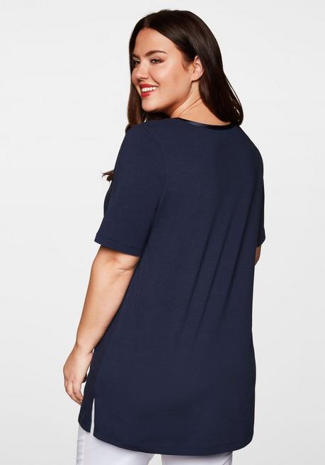 Sheego Longshirt In A-Linie Mit Raffung Am V-Ausschnitt - Marine Sheego