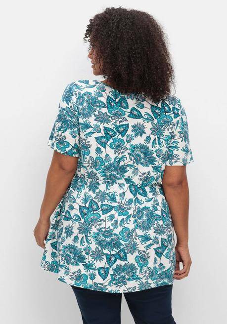 Sheego By Joe Browns Longshirt In Layeroptik, Mit Blumendruck - Weiß Gemustert Sheego