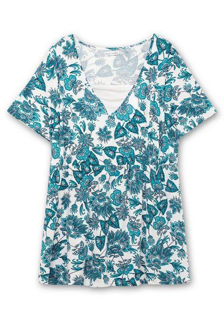 Sheego By Joe Browns Longshirt In Layeroptik, Mit Blumendruck - Weiß Gemustert Sheego
