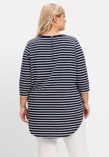 Sheego Longshirt In Oversized-Form Mit Streifen - Marine-weiß Sheego