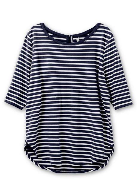 Sheego Longshirt In Oversized-Form Mit Streifen - Marine-weiß Sheego