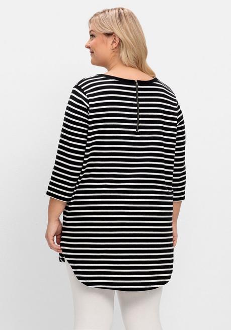 Sheego Longshirt In Oversized-Form Mit Streifen - Schwarz-weiß Sheego