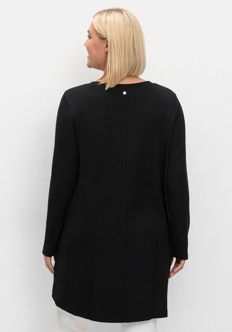 Sheego Longshirt In Wickeloptik, In Leichter A-Linie - Schwarz Sheego