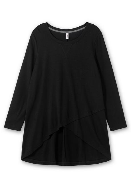 Sheego Longshirt In Wickeloptik, In Leichter A-Linie - Schwarz Sheego