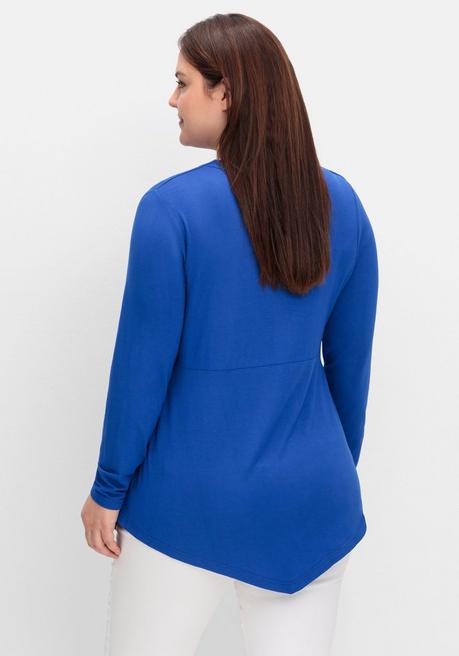 Sheego By Joe Browns Longshirt In Wickeloptik, Mit Zierknöpfen - Blau Sheego