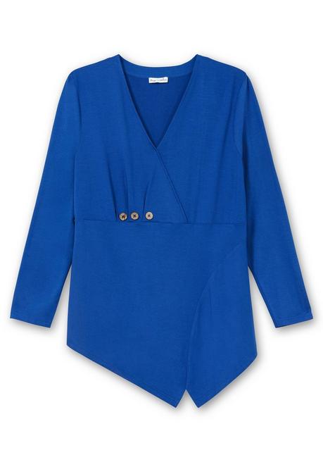 Sheego By Joe Browns Longshirt In Wickeloptik, Mit Zierknöpfen - Blau Sheego