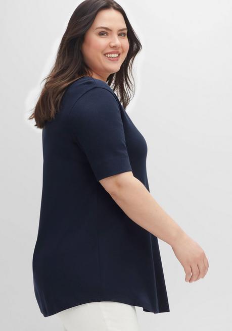 Sheego Longshirt Mit Abgerundetem Saum - Nachtblau Sheego