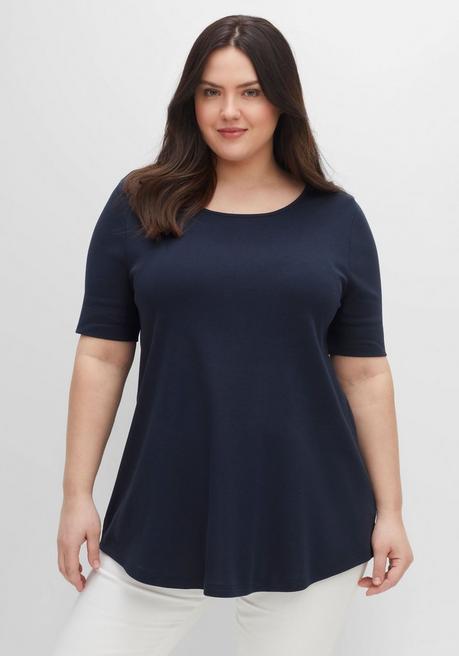 sheego Longshirt mit abgerundetem Saum - nachtblau sheego