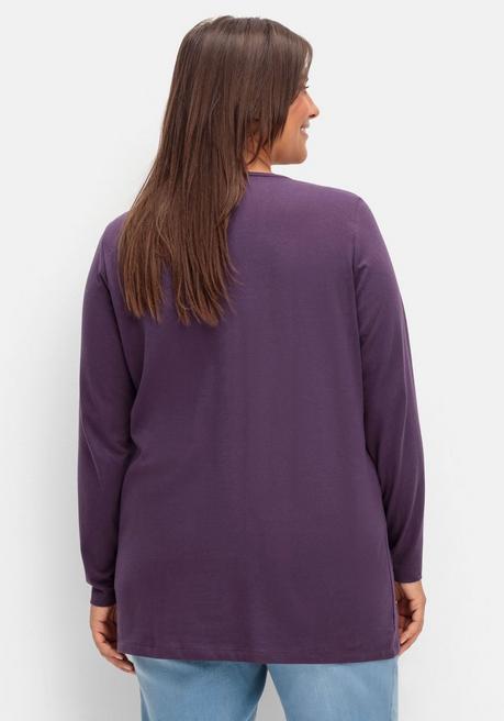 Sheego Longshirt Mit Aufgesetzten Taschen - Pflaume Sheego