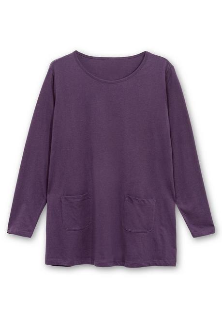 Sheego Longshirt Mit Aufgesetzten Taschen - Pflaume Sheego