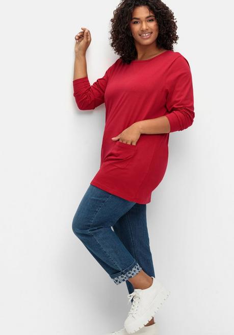 Sheego Longshirt Mit Aufgesetzten Taschen - Rot Sheego
