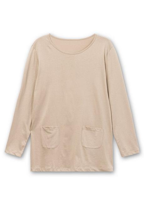 Sheego Longshirt Mit Aufgesetzten Taschen - Sand Sheego