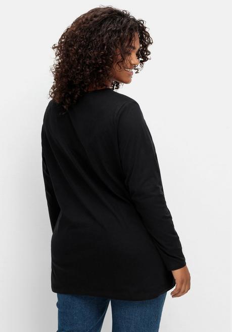 Sheego Longshirt Mit Aufgesetzten Taschen - Schwarz Sheego