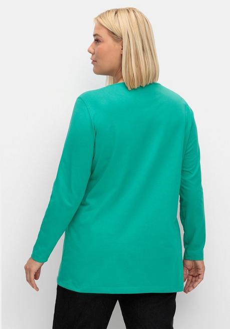 Sheego Longshirt Mit Aufgesetzten Taschen - Smaragd Sheego