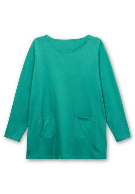 Sheego Longshirt Mit Aufgesetzten Taschen - Smaragd Sheego