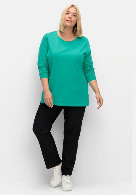Sheego Longshirt Mit Aufgesetzten Taschen - Smaragd Sheego
