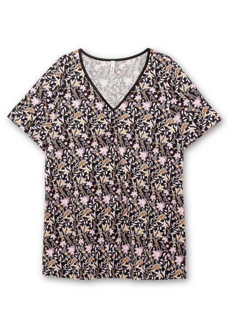 Sheego Longshirt Mit Blumendruck, In Leichter A-Linie - Schwarz Gemustert Sheego