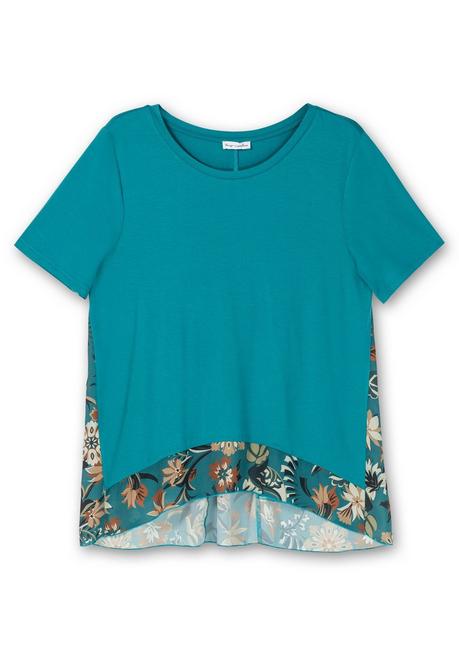 Sheego By Joe Browns Longshirt Mit Floral Bedruckten Crêpe- Einsätzen - Aqua Sheego