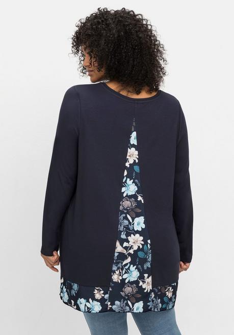 Sheego By Joe Browns Longshirt Mit Floral Bedruckten Einsätzen - Marine Sheego