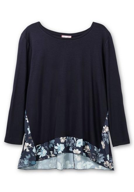 Sheego By Joe Browns Longshirt Mit Floral Bedruckten Einsätzen - Marine Sheego