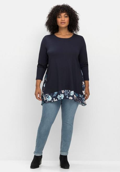Sheego By Joe Browns Longshirt Mit Floral Bedruckten Einsätzen - Marine Sheego