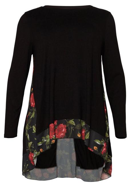 Sheego By Joe Browns Longshirt Mit Floral Bedruckten Einsätzen - Schwarz Sheego