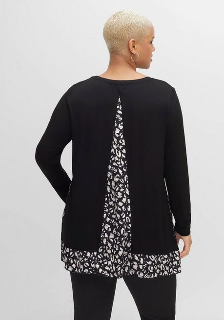 Sheego By Joe Browns Longshirt Mit Floral Bedruckten Einsätzen - Schwarz Sheego