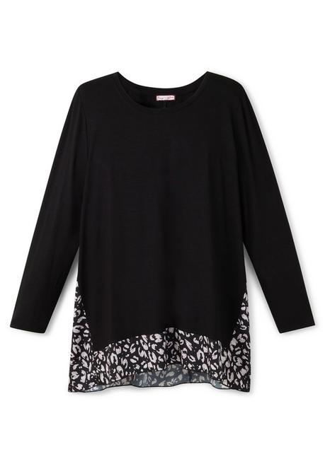 Sheego By Joe Browns Longshirt Mit Floral Bedruckten Einsätzen - Schwarz Sheego