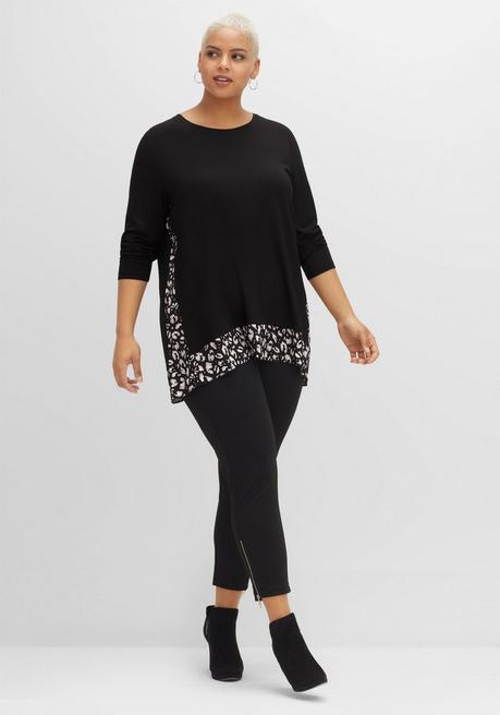 Sheego By Joe Browns Longshirt Mit Floral Bedruckten Einsätzen - Schwarz Sheego