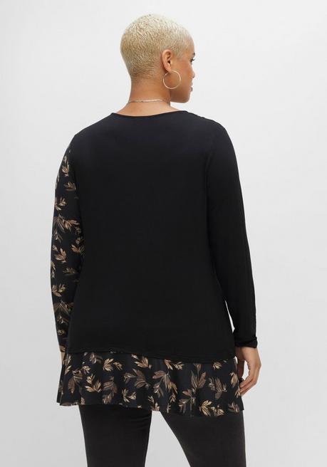 Sheego By Joe Browns Longshirt Mit Floralem Druck, In Double-Layer-Optik - Schwarz Bedruckt Sheego