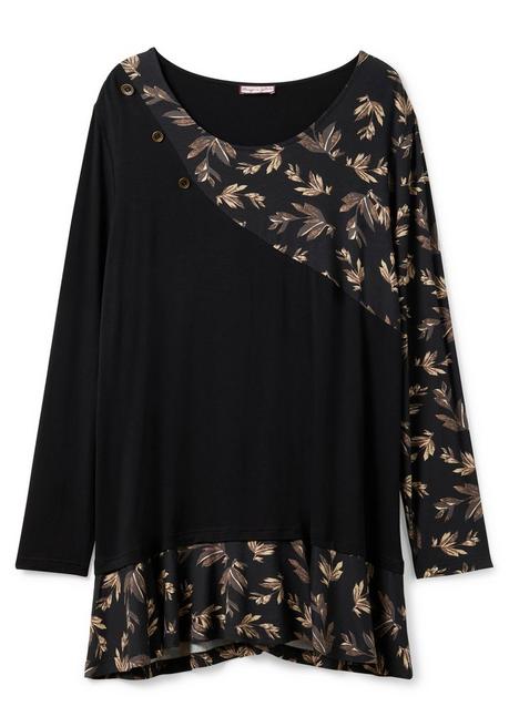 Sheego By Joe Browns Longshirt Mit Floralem Druck, In Double-Layer-Optik - Schwarz Bedruckt Sheego