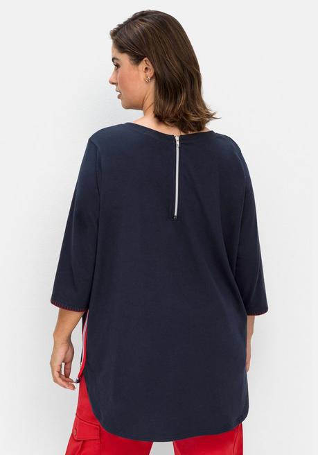 Sheego Longshirt Mit Galonstreifen Seitlich - Nachtblau Sheego