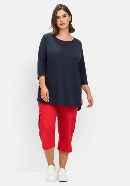 Sheego Longshirt Mit Galonstreifen Seitlich - Nachtblau Sheego