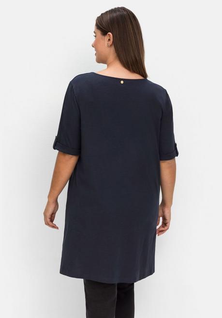 Sheego Longshirt Mit Geschlitztem Ausschnitt - Nachtblau Sheego