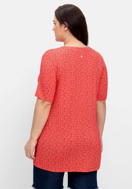 Sheego Longshirt Mit Grafik-Alloverprint - Rot Gemustert Sheego