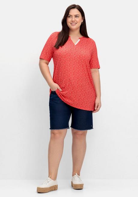 Sheego Longshirt Mit Grafik-Alloverprint - Rot Gemustert Sheego