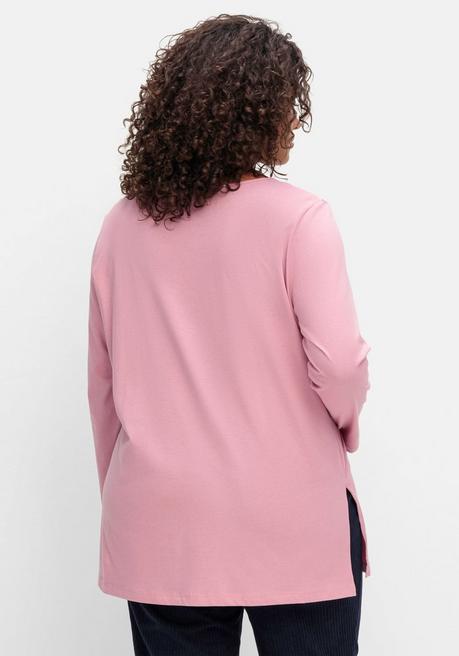 Sheego Longshirt Mit Hohen Seitenschlitzen - Altrosa Sheego