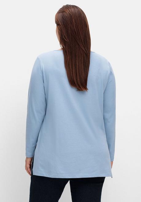 Sheego Longshirt Mit Hohen Seitenschlitzen - Bleu Sheego