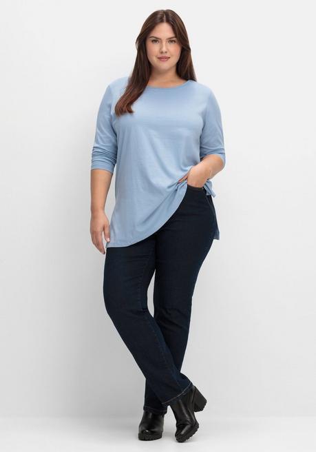 Sheego Longshirt Mit Hohen Seitenschlitzen - Bleu Sheego