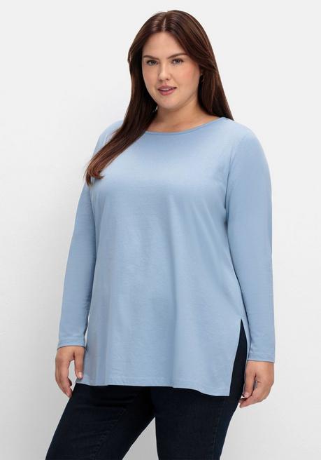 Sheego Longshirt Mit Hohen Seitenschlitzen - Bleu Sheego