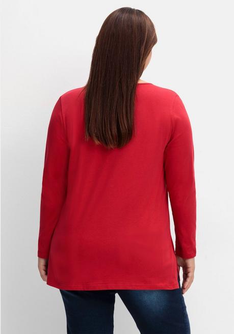 Sheego Longshirt Mit Hohen Seitenschlitzen - Bordeaux Sheego