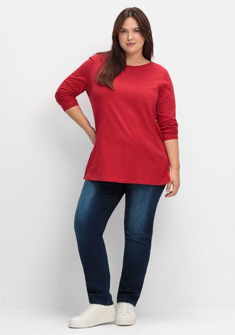 Sheego Longshirt Mit Hohen Seitenschlitzen - Bordeaux Sheego