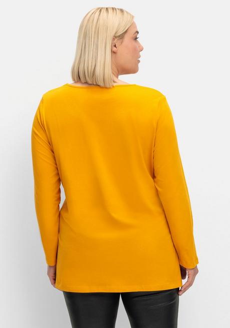 Sheego Longshirt Mit Hohen Seitenschlitzen - Curry Sheego