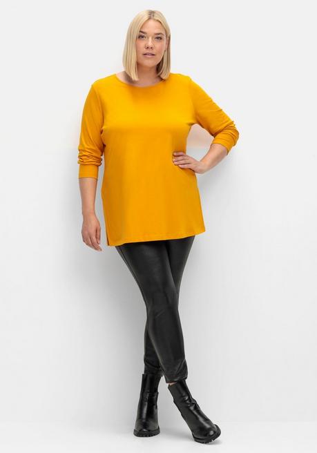 Sheego Longshirt Mit Hohen Seitenschlitzen - Curry Sheego