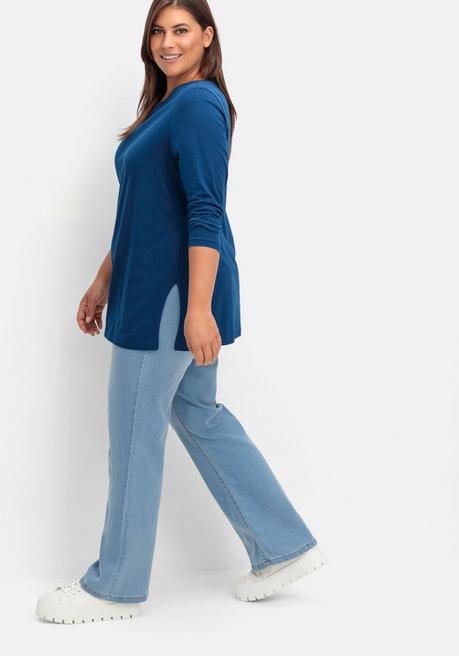 Sheego Longshirt Mit Hohen Seitenschlitzen - Marine Sheego