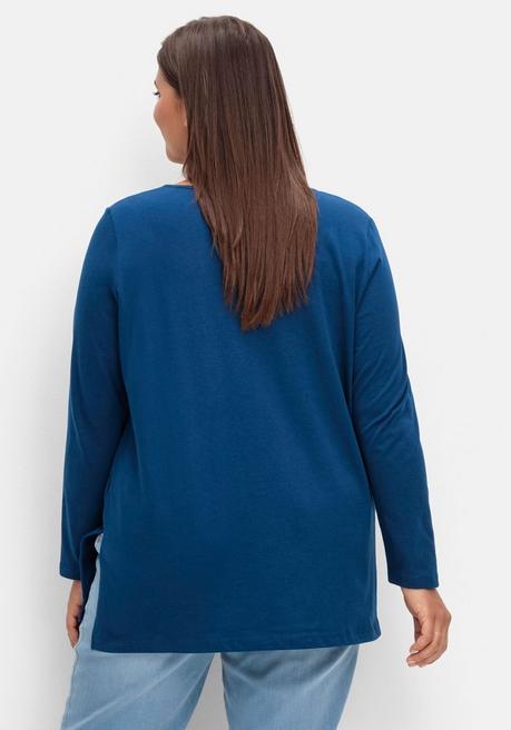 Sheego Longshirt Mit Hohen Seitenschlitzen - Marine Sheego