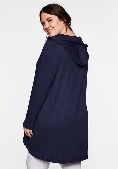 Sheego Longshirt Mit Kängurutasche, Im Vokuhila-Schnitt - Marine Sheego