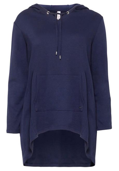 Sheego Longshirt Mit Kängurutasche, Im Vokuhila-Schnitt - Marine Sheego