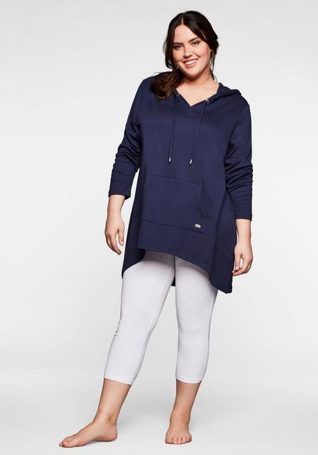 Sheego Longshirt Mit Kängurutasche, Im Vokuhila-Schnitt - Marine Sheego